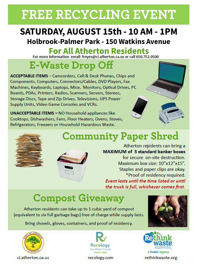 Atherton 2020 E-Waste Shred and Compost Poster_8.15.2020